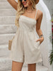 Casual simple linen solid color suspender tube top jumpsuit shorts