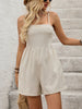Casual simple linen solid color suspender tube top jumpsuit shorts