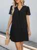 Beaded Lantern Sleeves Fashion Simple Black Dress