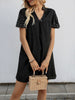Beaded Lantern Sleeves Fashion Simple Black Dress