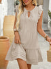 Casual solid color ruffled flying sleeve dress
