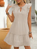 Casual solid color ruffled flying sleeve dress