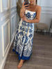 New style ethnic style symmetrical printed dress with suspenders