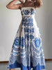 New style ethnic style symmetrical printed dress with suspenders