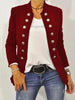 Women's Solid Color Stand Collar Button Up Casual Jacket