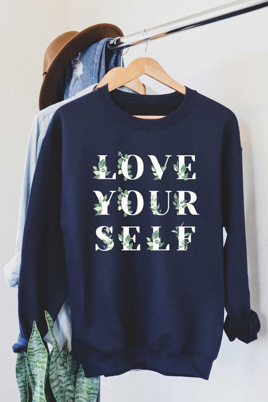Love Yourself Flower Graphic Youth Sweatshirt