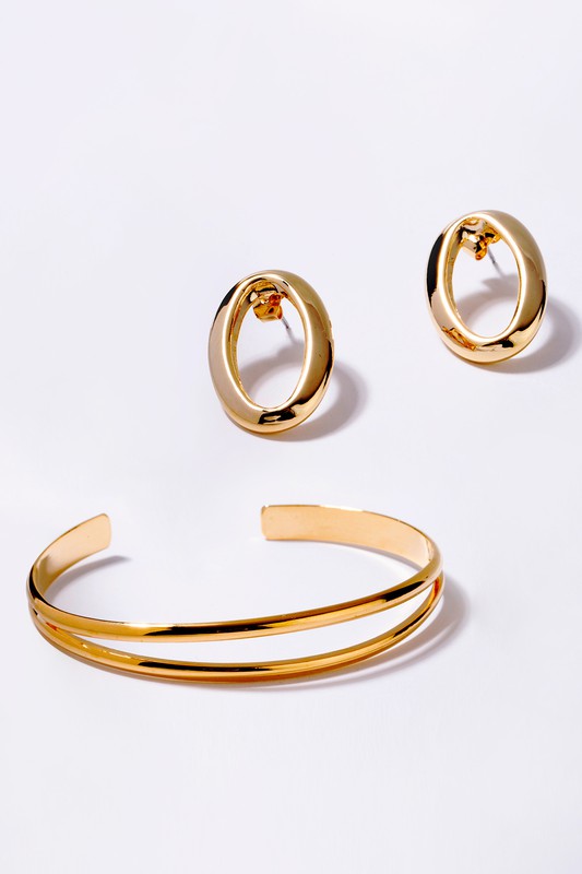 Oval Ring And Bracelet Set - Nickel free