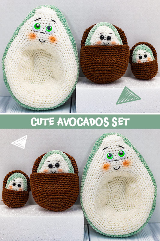 Cute Avocados Amigurumi Set