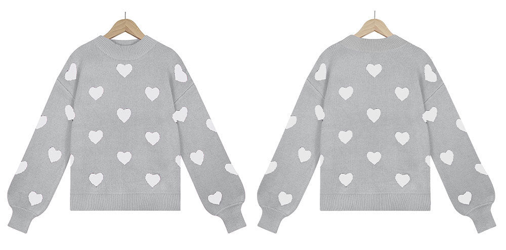 Valentine's Day Heart Pullover Women's Knitwear Large Size Loose Sweater