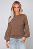 Fashionable long-sleeved round neck pullover top temperament all-match lantern sleeve T-shirt