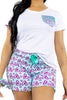 Mint Hearts Pajama Set - Peach Skin - T-Shirt and Short