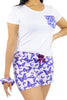 Purple Butterflies Pajama Set - Peach Skin - T-Shirt and Short