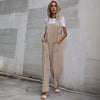 Trendy cotton and linen lazy style pure color sleeveless suspenders one-piece overalls for women