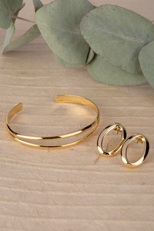 Oval Ring And Bracelet Set - Nickel free