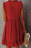 Women's Solid Color Ruffled Waist Dress