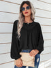 Women's casual loose round neck solid color pullover shirt