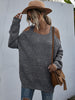 women's solid color knitted square neck off shoulder bottoming sweater with long sleeves