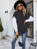 Women’s Turtle Neck Contrast Cable Knit Sweater Pairs With Shirt Texture On The Sleeves
