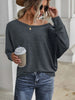 Women’s Solid Color Relaxed Buttons Long Sleeve T Shirt