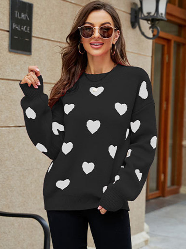 Valentine's Day Heart Pullover Women's Knit Loose Sweater
