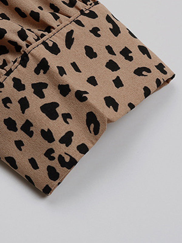 Women's Commuter Leopard Print Tie Shirt