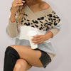 v-neck sweater women's cross-borde leopard print color matching knitted sweater women