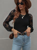 Women's lace stitching solid color knitted wear
