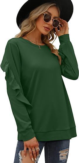 New casual round neck sweater pleated long-sleeved top