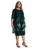 Plus size elegant temperament women's knitted lace cape dress