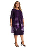 Plus size elegant temperament women's knitted lace cape dress