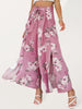 Spring and summer new loose high waist printed bowknot pleated wide-leg pants for women