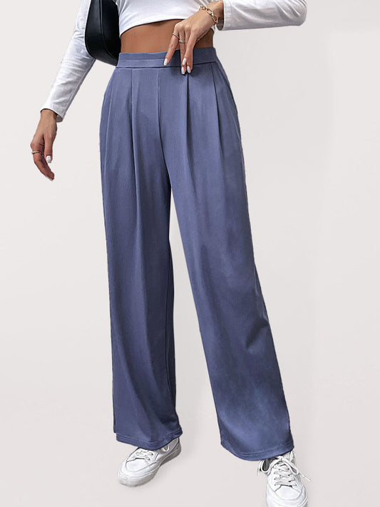 Women's woven casual commuter style wide-leg pants
