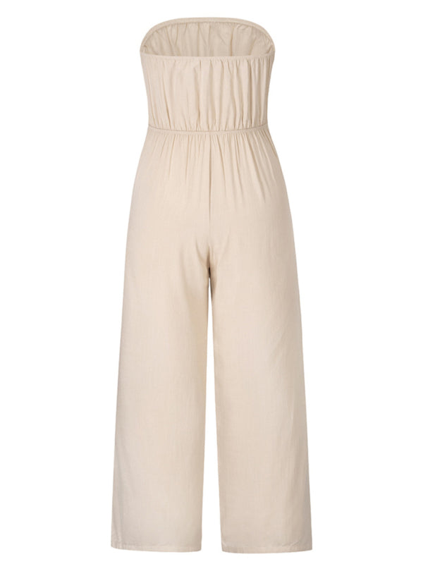 Sexy backless slim jumpsuit European and American straight trouser suit