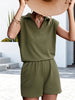 Women's Knitted Casual Shoulder Pad Vest Shorts Two-Piece Set