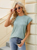 Women's round neck women's solid color short-sleeved loose casual T-shirt