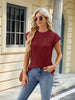 Women's round neck women's solid color short-sleeved loose casual T-shirt