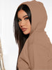 Women’s Solid Color Drawstring Hooded Sweatshirt & High Waisted Sweatpant Joggers