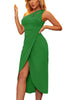 Sleeveless Hollow Shoulder Shoulder Asymmetric Women's Mid Length Dress